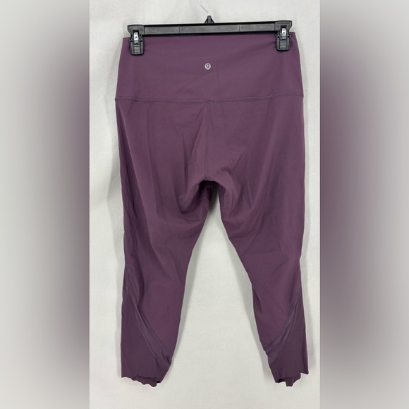 Lululemon Wunder Under Scalloped Hem High Rise Crop Purple Leggings Sz 12 - Picture 1 of 9